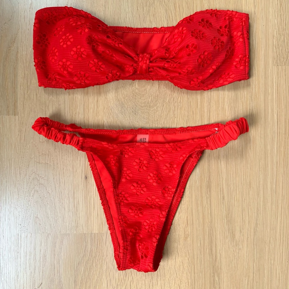 Red Bandeau Bikini Set